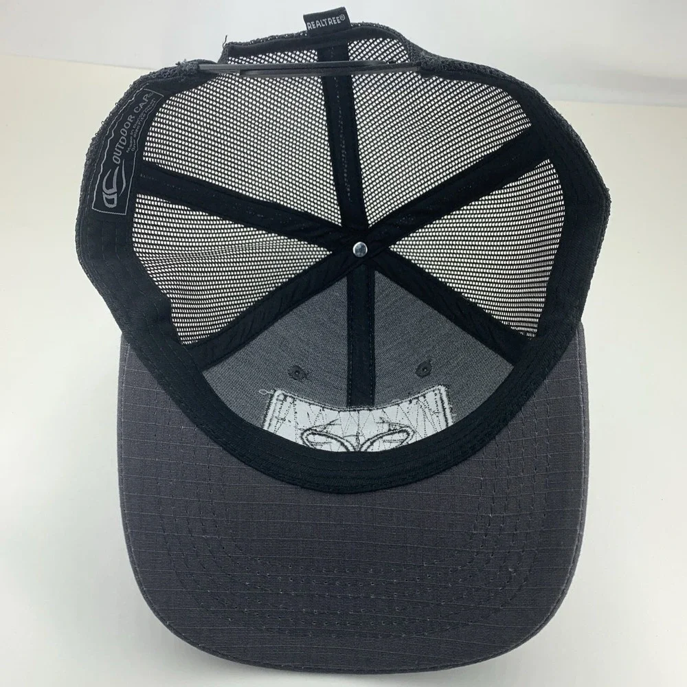Realtree US Flag Hat Gray Adjustable Snapback Black Mesh Outdoor Cap Antler Logo